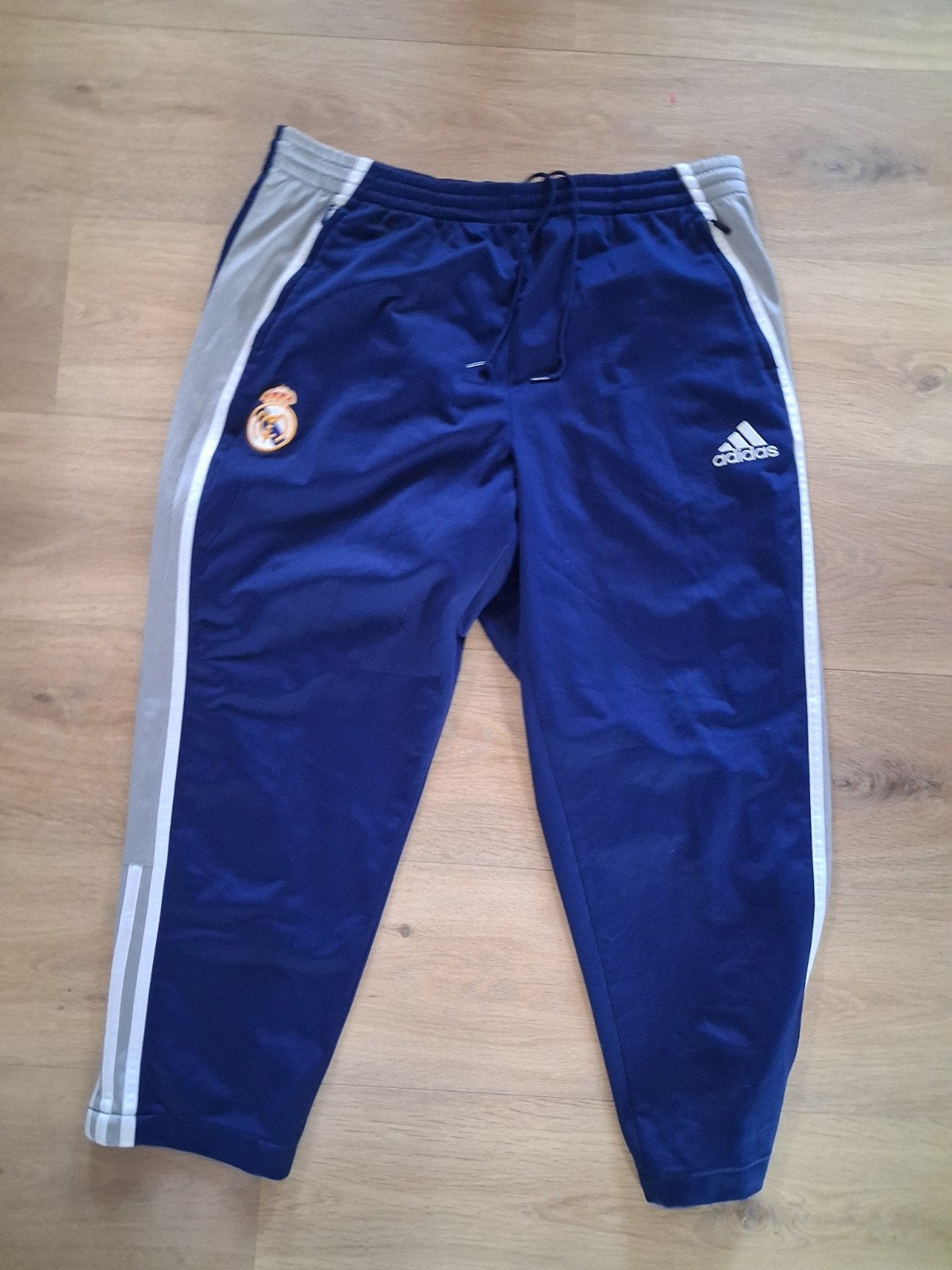 Vintage Real Madrid Adidas Broek Blauw Maat L - Met Vlekjes, Maat L, Ophalen of Verzenden, Gebruikt, Broek