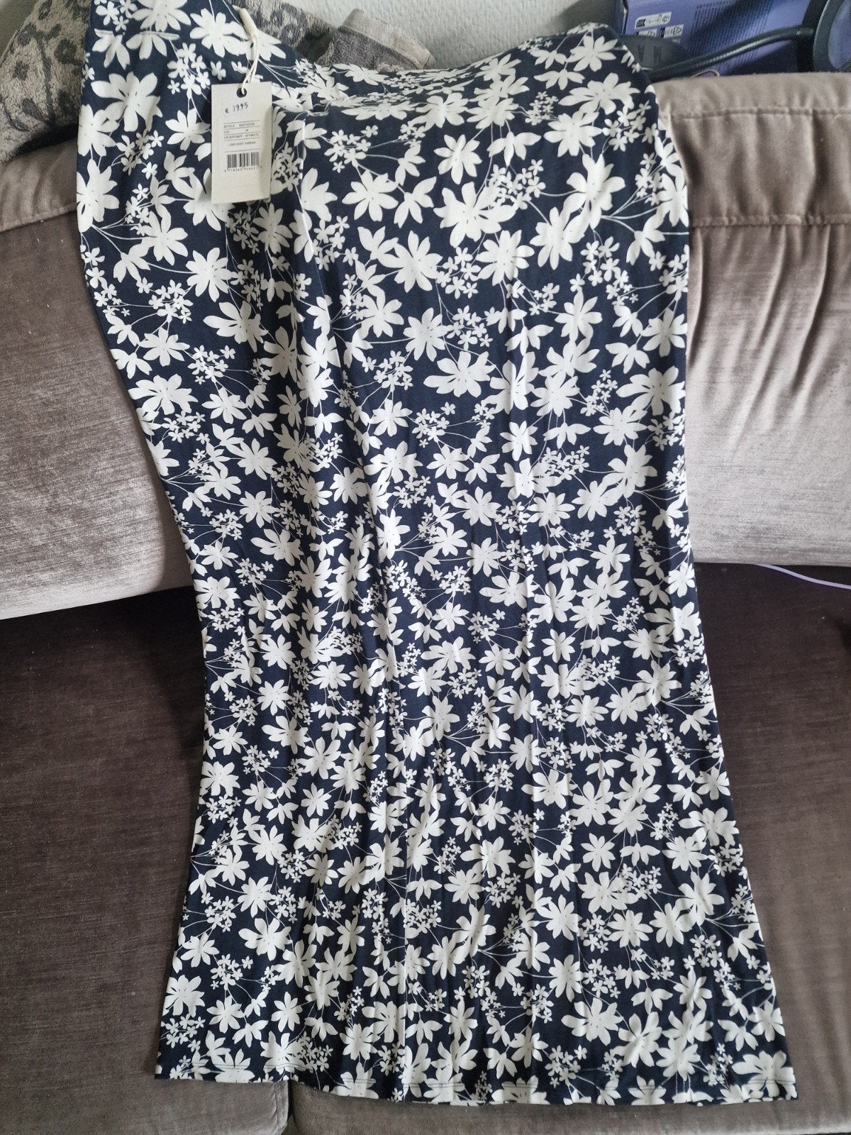 Nieuwe navy rok met bloemenprint - HV SOCIETY, Maat 38/40 (M), Blauw, HV Society, Nieuw