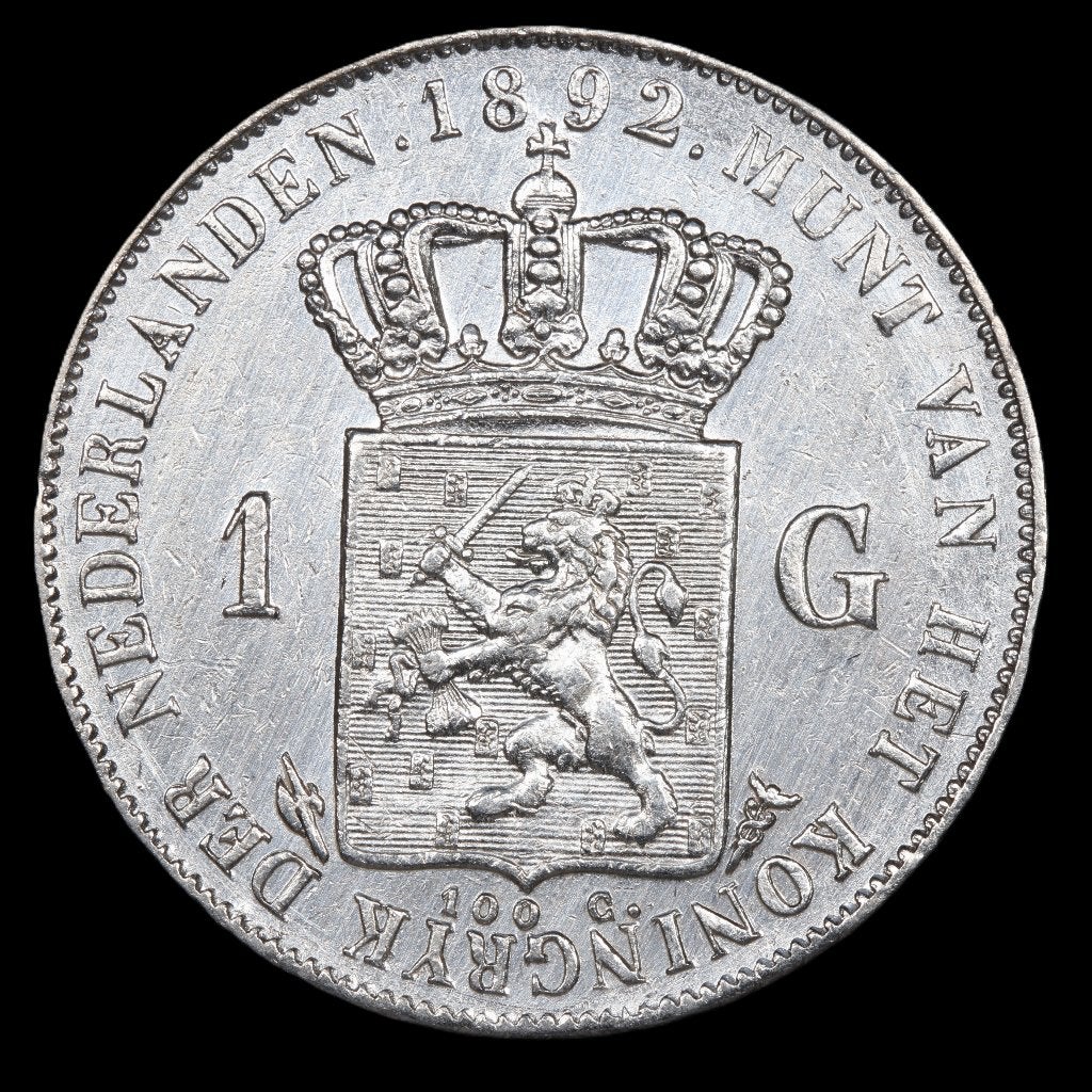 Gulden 1892. Zfr/ Pr., 1 gulden, Zilver, Ophalen of Verzenden, Koningin Wilhelmina