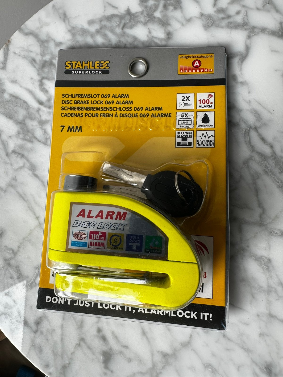 Fiets Schijfremslot met alarm, Motoren, Accessoires | Sloten, Ophalen of Verzenden, Nieuw