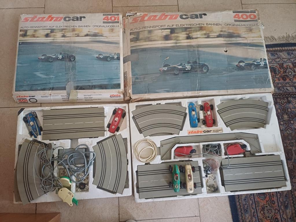 Stabocar vintage racebaan 2 sets met veel extra, Ophalen of Verzenden, Gebruikt, Groter dan 1:32