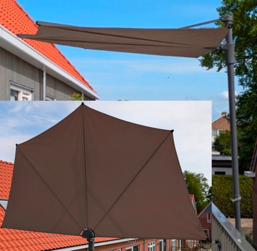 Praktische vrijhangende zweefparasol Sunwave 270cm taupe, Ophalen, Zweefparasol, Kantelbaar