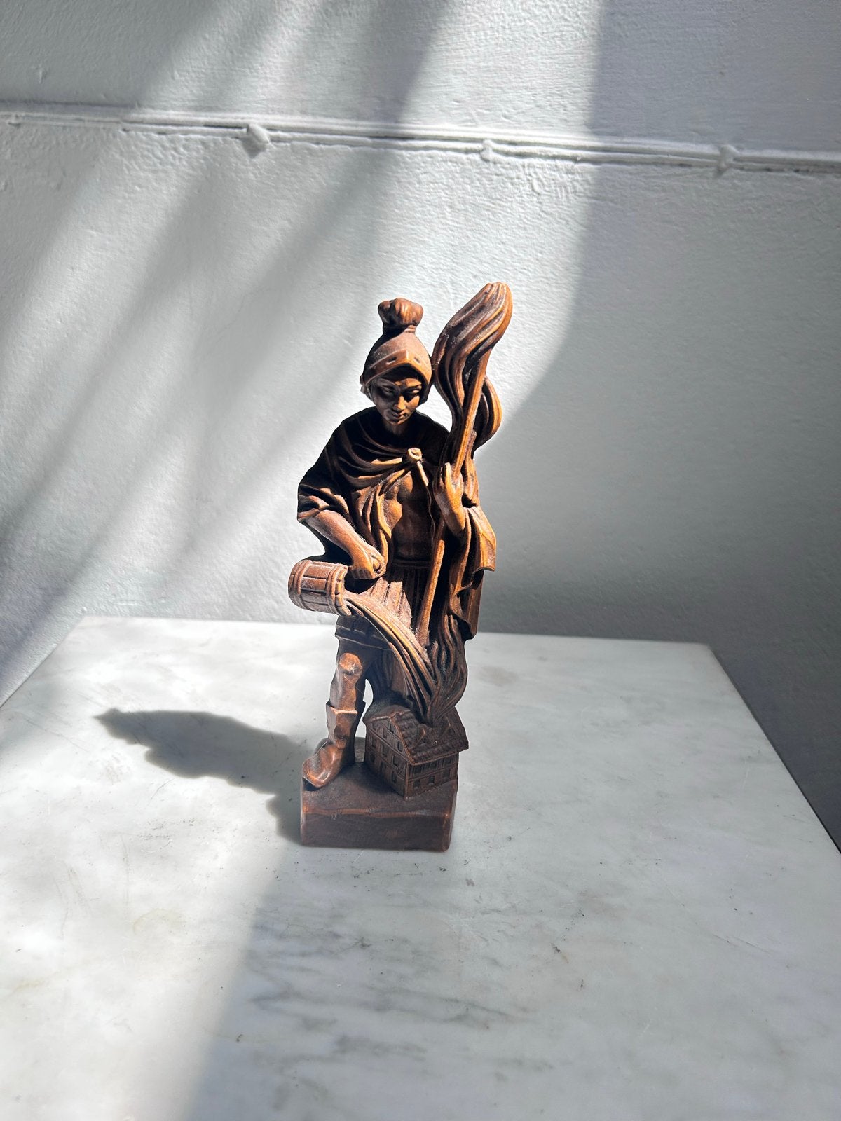 Vintage houten Sint Florian  patroonheilige van de brandweer, Ophalen of Verzenden