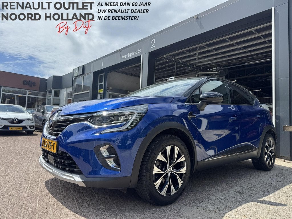 Renault Captur 1.6 E-Tech Hybrid 145 Intens, Gebruikt, 715 kg, Blauw, Leder en Stof