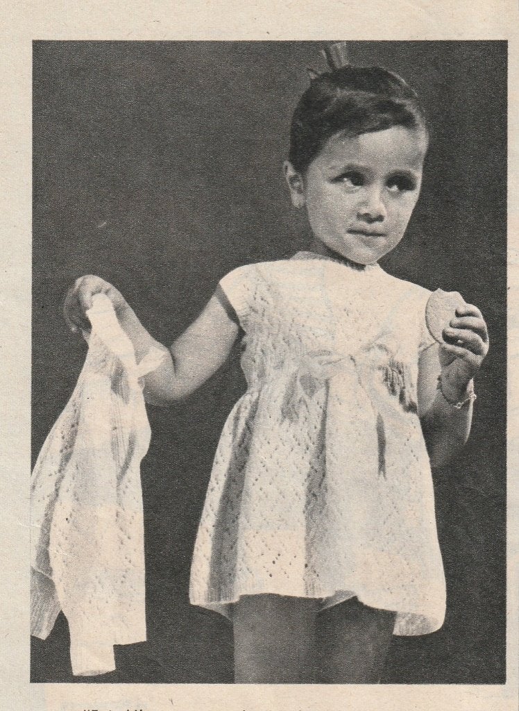 Retro reclame 1958 Parley breiwol meisje met jurkje, Verzenden, Overige typen