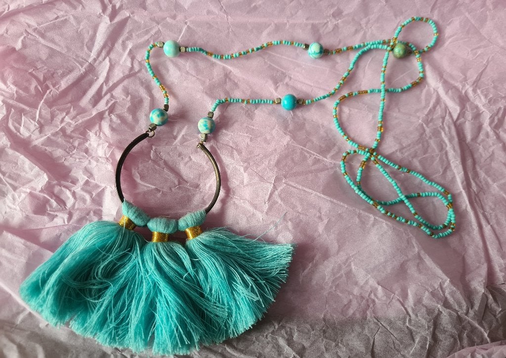 Nieuw Balinese ketting aqua, Sieraden, Tassen en Uiterlijk, Kettingen, Verzenden, Nieuw, Blauw, Overige materialen
