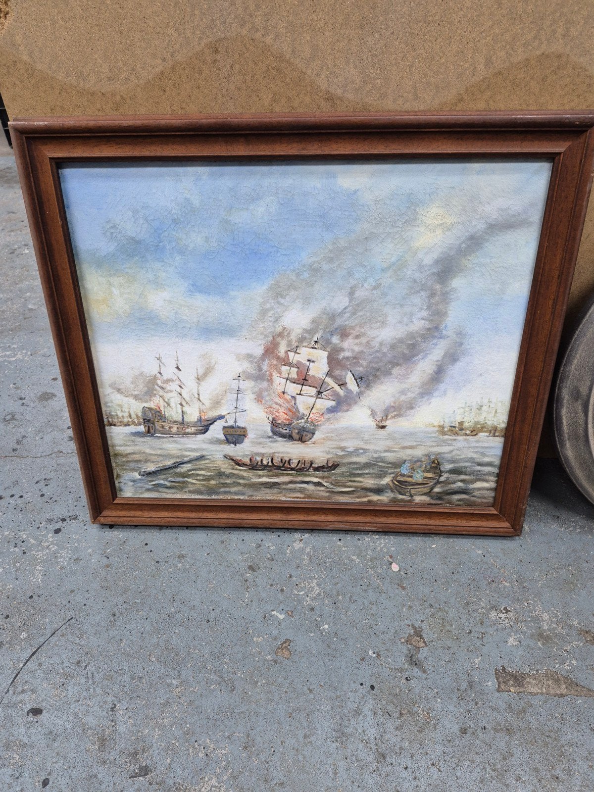 Schilderij: Zeeslag met brandende schepen, Ophalen
