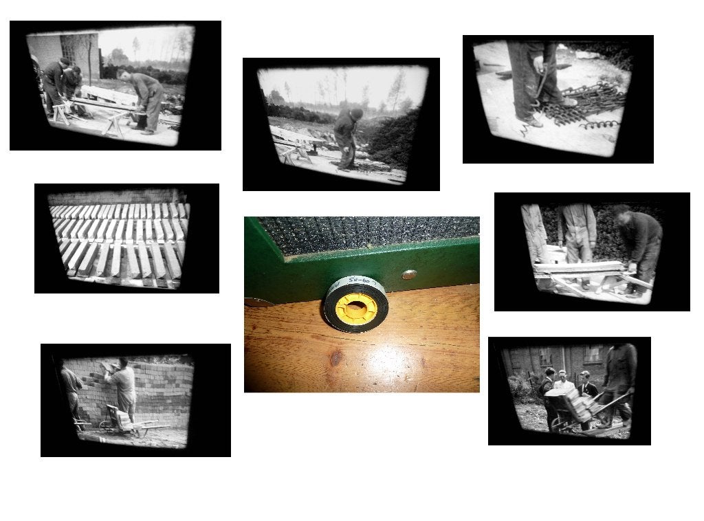 16mm film aanmaak betonpalen tegels bouwstenen 1945, Ophalen of Verzenden, 16mm film