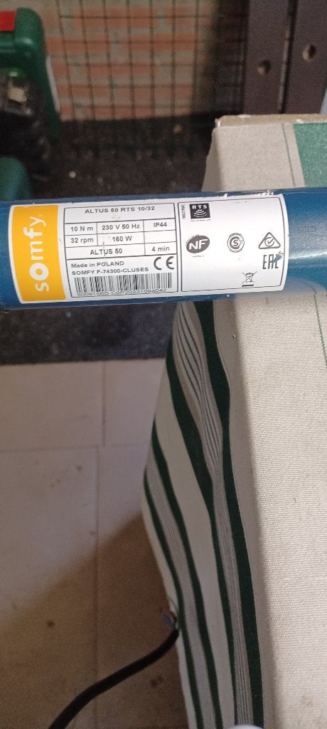 Rolluik motoren Somfy Simu RTS, Ophalen, 200 cm of meer, Minder dan 100 cm, Wit