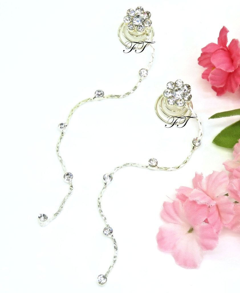 Mooie 2 sprankelende strass curlies met strass steen ketting, Ophalen of Verzenden, Nieuw