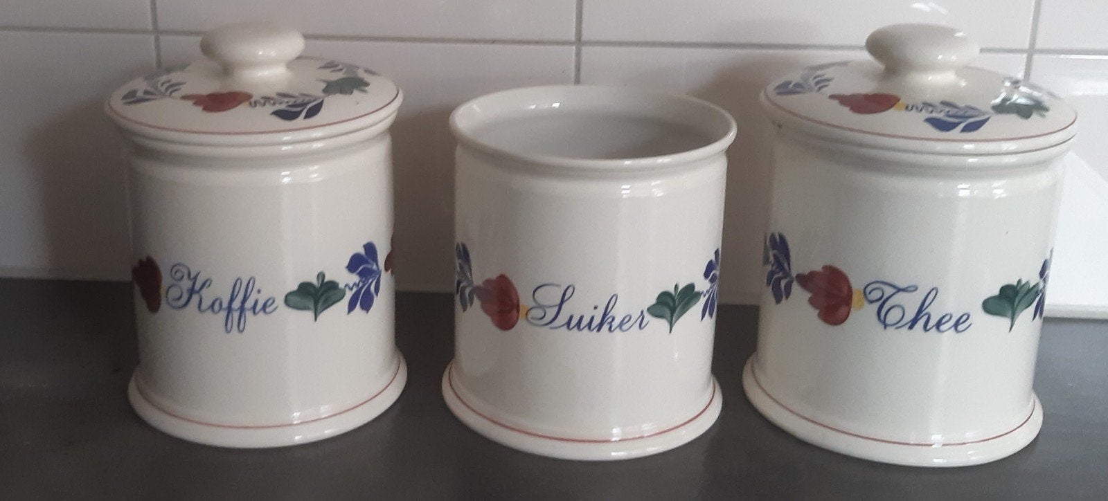 Boerenbont set: Koffie, Suiker, Thee pot, Ophalen of Verzenden