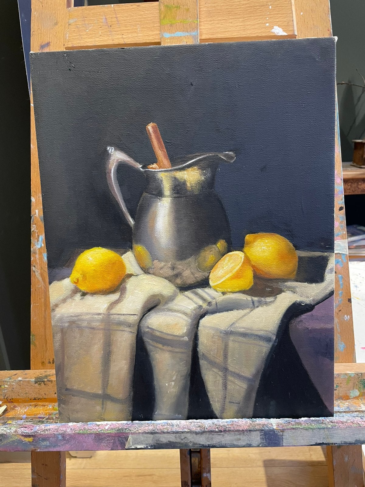 My first painting "Jus de citron", Antiek en Kunst, Kunst | Schilderijen | Klassiek, Overige stijlen, Doek, Stilleven, Ophalen of Verzenden