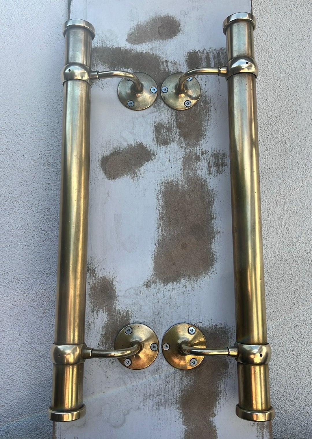 Set Vintage GOUD Messing Vestibule Grepen Deurgrepen leuning, Ophalen of Verzenden