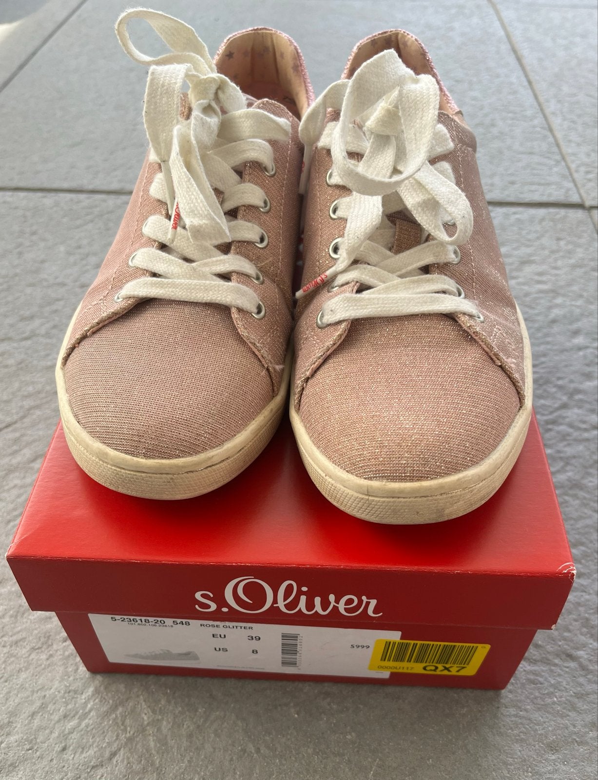s.Oliver roze glitter sneakers - maat 39, Ophalen of Verzenden, Roze, Sneakers of Gympen, Zo goed als nieuw