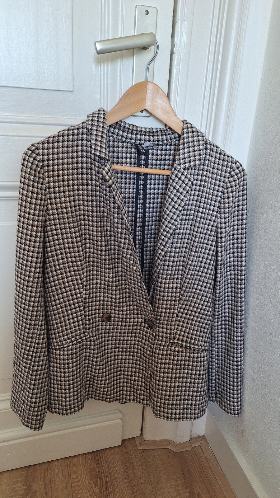 H&M Blazer met pied-de-poule patroon - Maat S, H&M, Zwart, Ophalen of Verzenden, Zo goed als nieuw