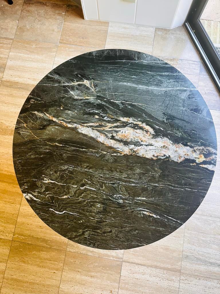 Ronde tafel met marmerlook blad - 80 cm diameter, Ophalen, Gebruikt, Rond, Tot twee personen