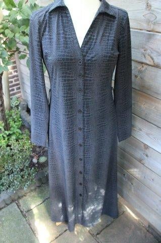Doorknoopjurk zwart/ grijs My Pashion mt S travel Maxi Vast, Zwart, Ophalen of Verzenden, Zo goed als nieuw, Maat 36 (S)