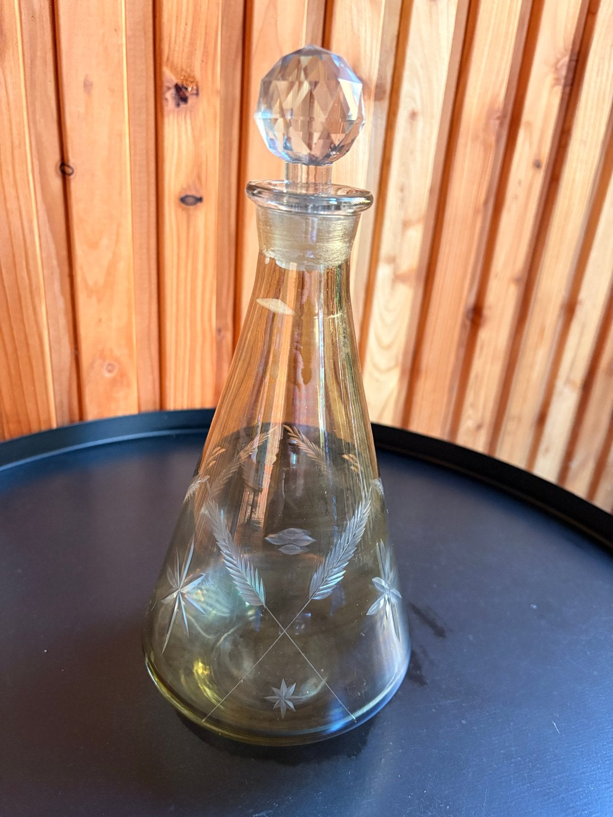 Vintage Glazen Karaf met Kristallen Stop, Ophalen