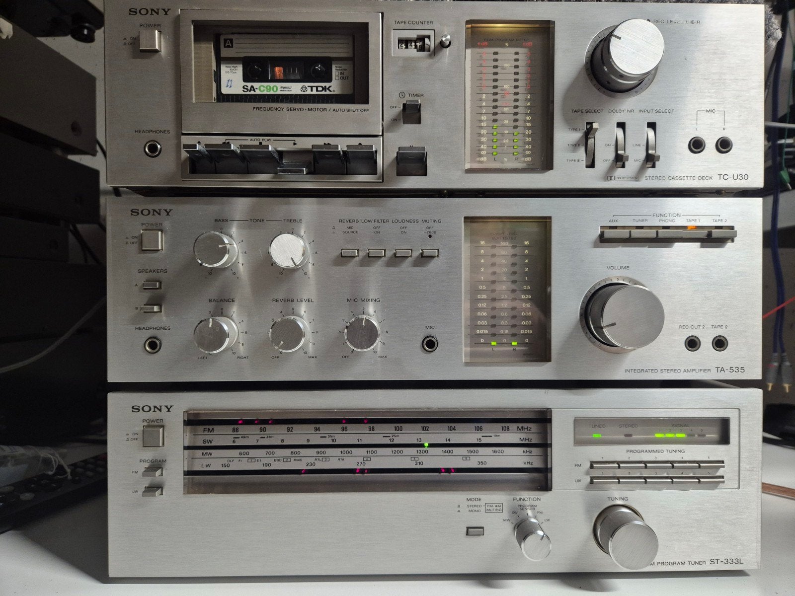 Vintage Sony TA-535, ST-333L , TC-U30 stereo 80"s, Ophalen, Tuner of Radio, Gebruikt, Losse componenten