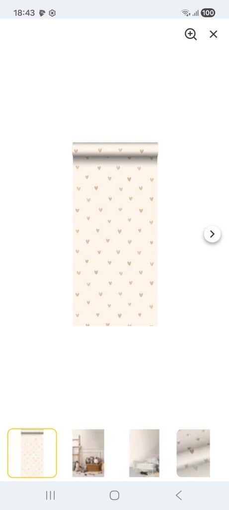 4 rollen behang met hartjespatroon, Huis en Inrichting, Stoffering | Behang, Beige, 25 tot 50 m², Ophalen