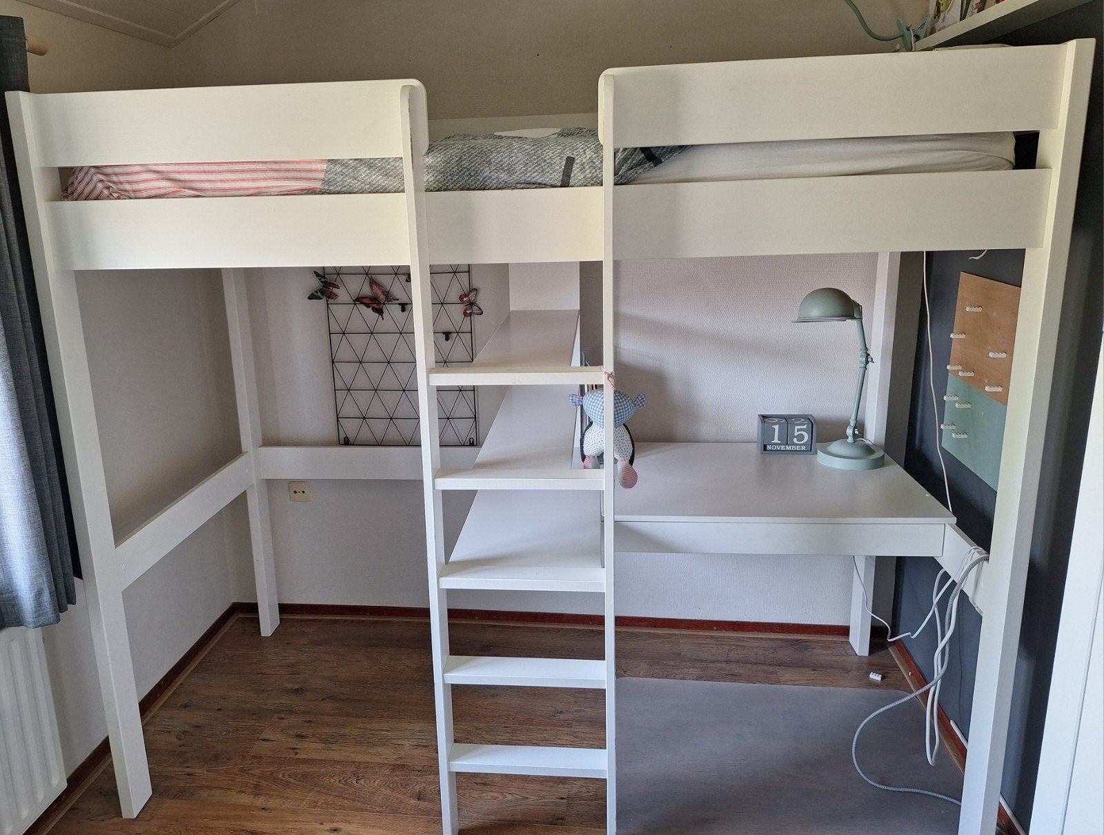 Hoogslaper 90x200cm met bureau en lade - Gebruikt, Ophalen, 85 tot 100 cm, Gebruikt, Hoogslaper of Stapelbed