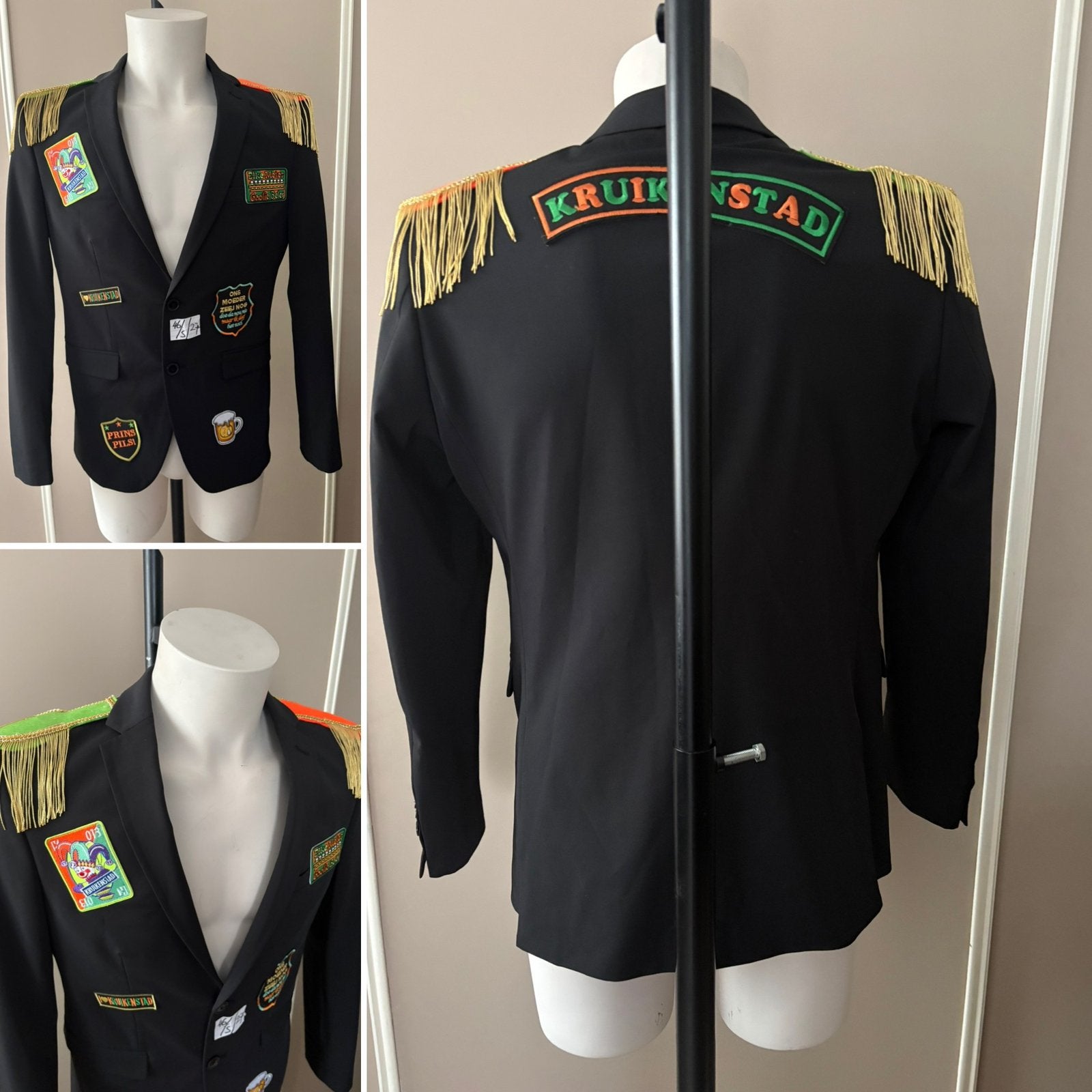 (27) Kruikenstad Colbert/Jas maat 46 (S) emblemen unisex, Kleding | Heren, Ophalen of Verzenden, Zo goed als nieuw, Maat 46 (S) of kleiner