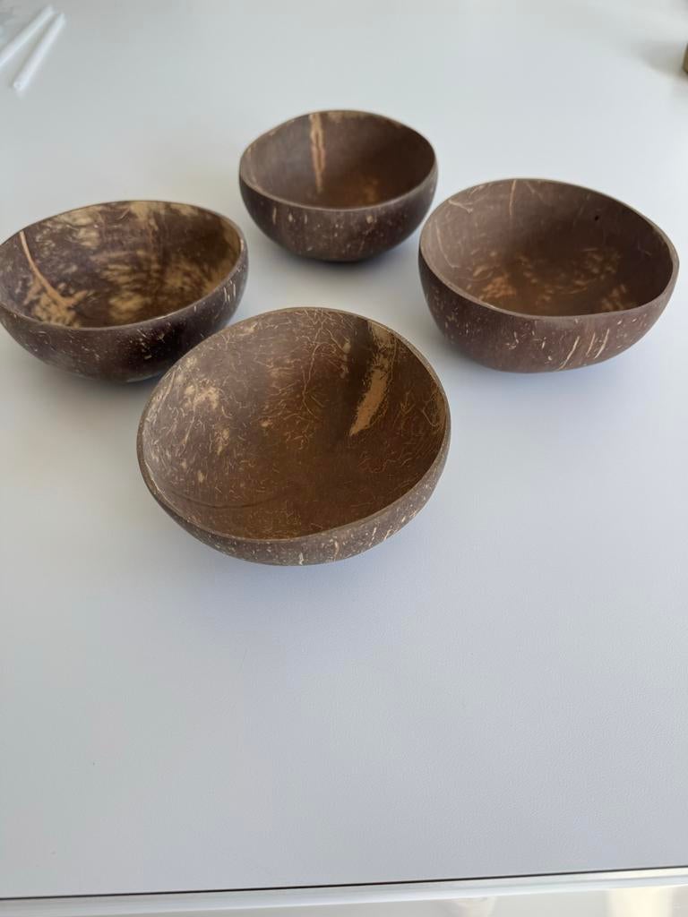 Set van 4 Kokosnoot Schalen, Ophalen, Overige materialen, Schaal, Rond