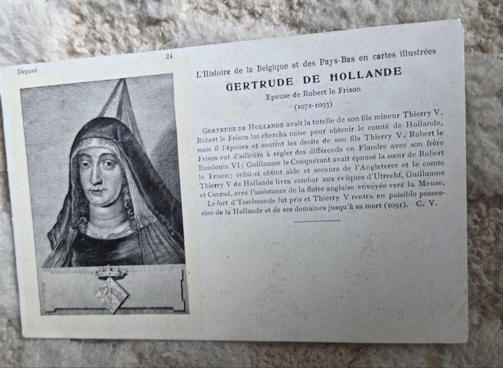 Oude Postkaart: Gertrude van Holland (1072-1093), Verzenden, Voor 1920, Ongelopen, Politiek en Historie