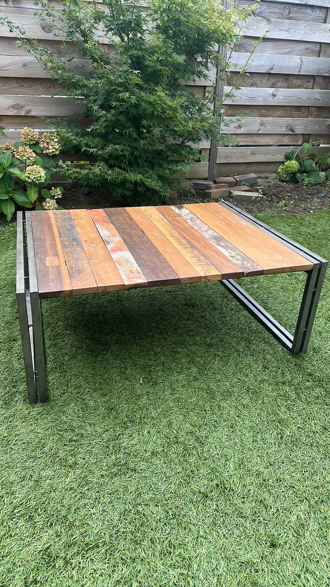 Scheepshout salontafel - 90x70 cm, Ophalen, Gebruikt, 50 tot 100 cm, Overige houtsoorten