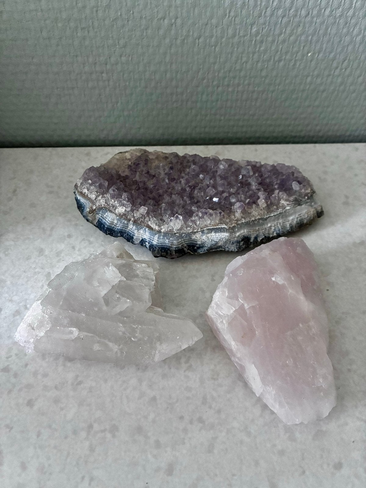 Amethist cluster, Bergkristal & Rozenkwarts, Ophalen of Verzenden, Mineraal