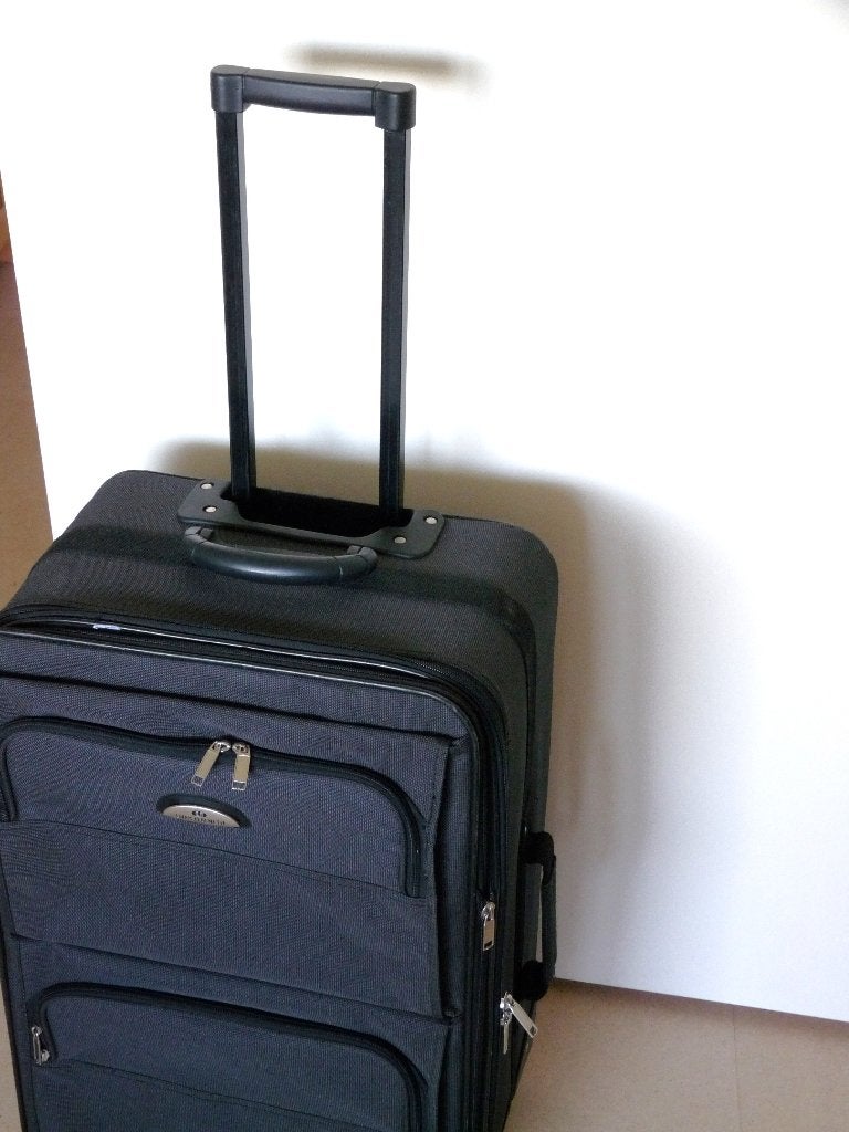 Grote koffer met extra bergruimte; 2 wielen., Overige materialen, Gebruikt, 35 tot 45 cm, Uitschuifbare handgreep