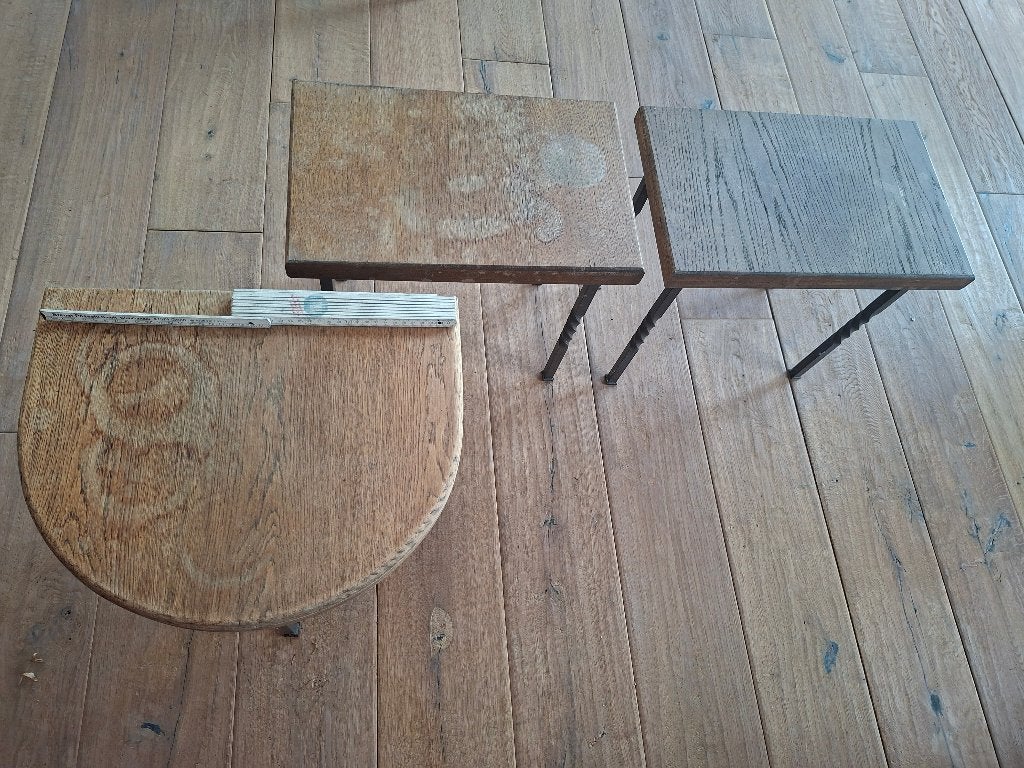 4 houten bijzettafeljes, Huis en Inrichting, Minder dan 45 cm, Minder dan 55 cm, Gebruikt, Rechthoekig