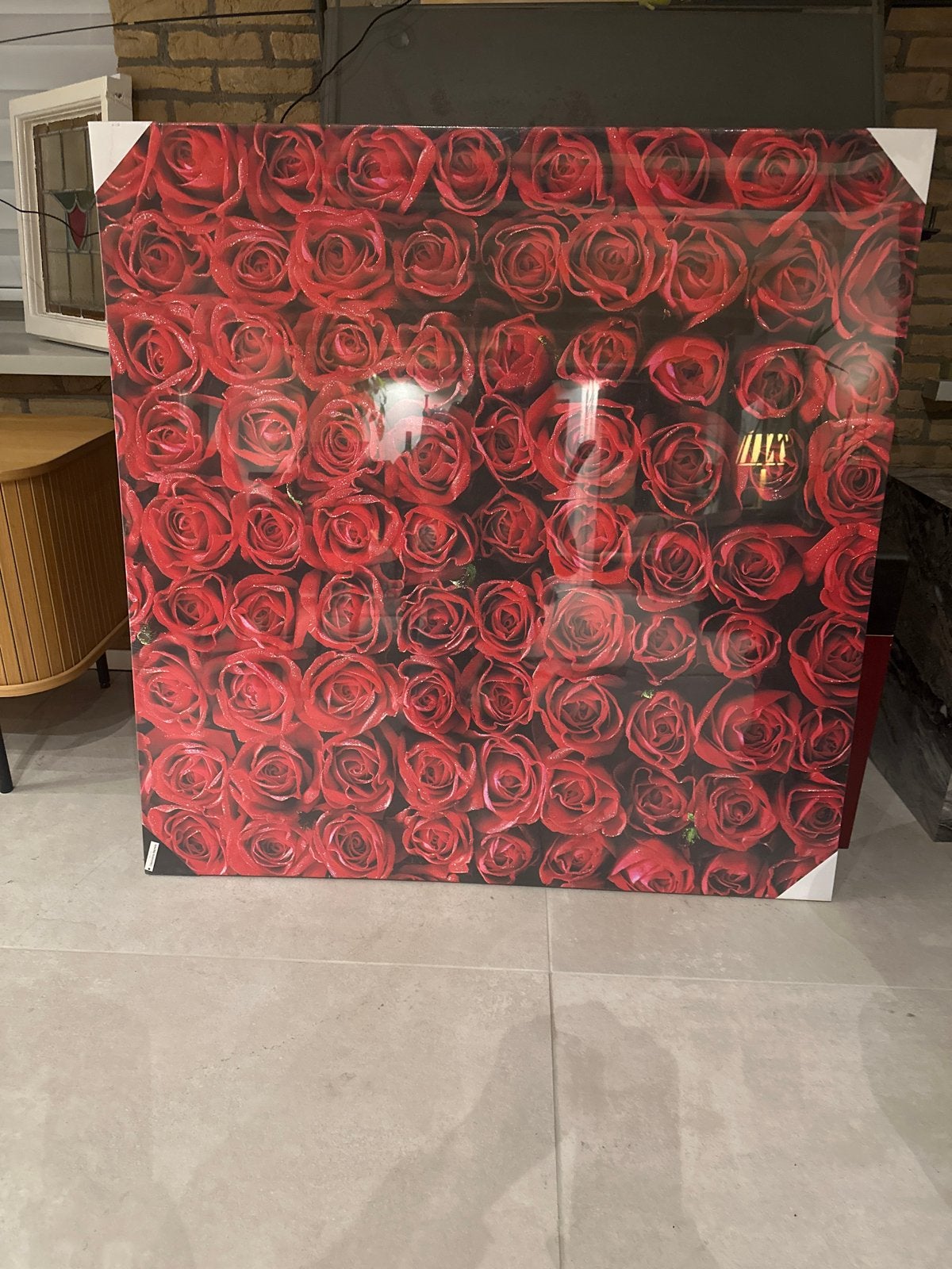 Canvas doeken met rozenprint 100x100 cm - ca. 40 stuks, Ophalen, Nieuw, Print, 75 tot 100 cm