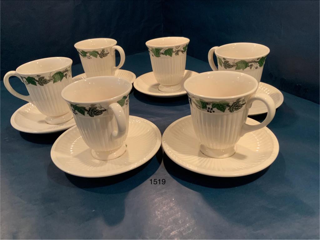 6 Wedgwood Etruria Barlaston Stratford kop en schotel sets, Ophalen of Verzenden, Zo goed als nieuw, Wedgwood, Kop(pen) en/of Schotel(s)