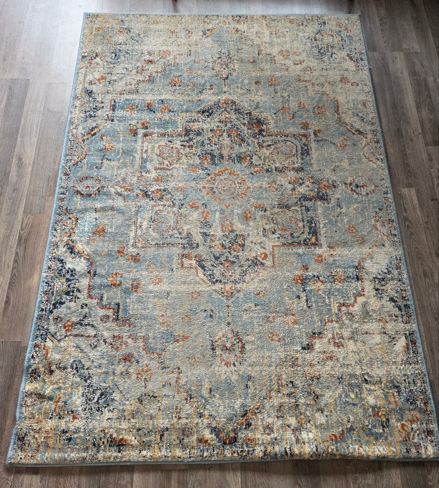 IKEA OVERLUND Vloerkleed - 160x235 cm - Zo goed als nieuw, Ophalen, Gebruikt, Vintage, Bohemien, Klassiek, Blauw