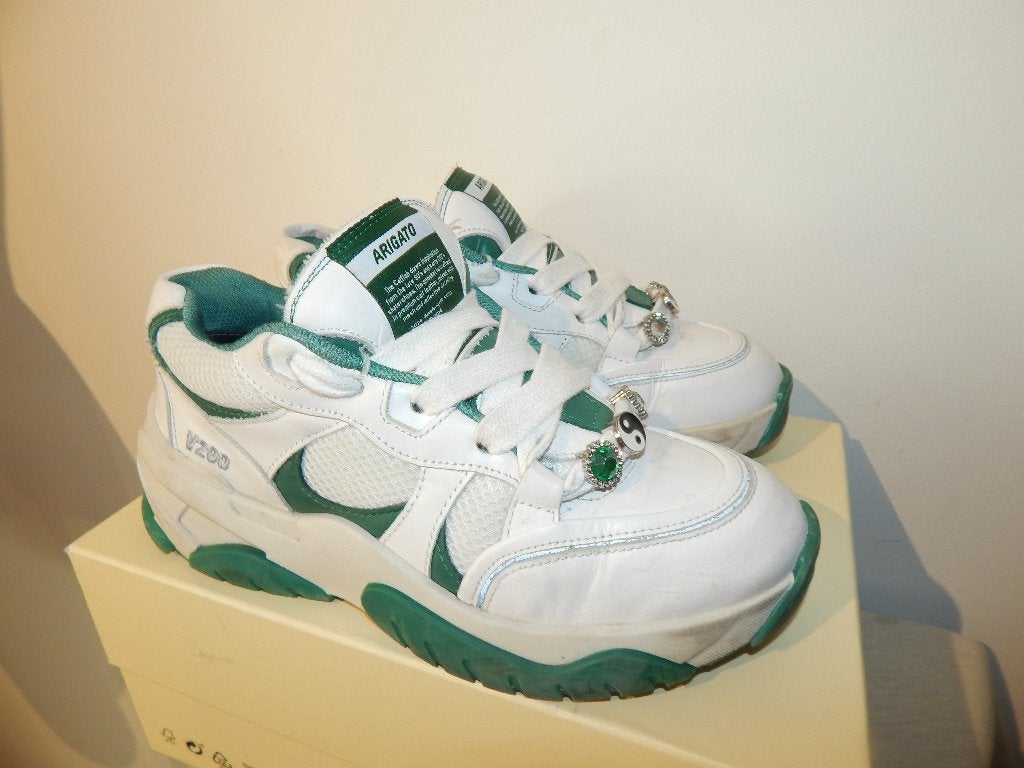 Axel Arigato toffe sneakers wit groen leer stenen veter 38