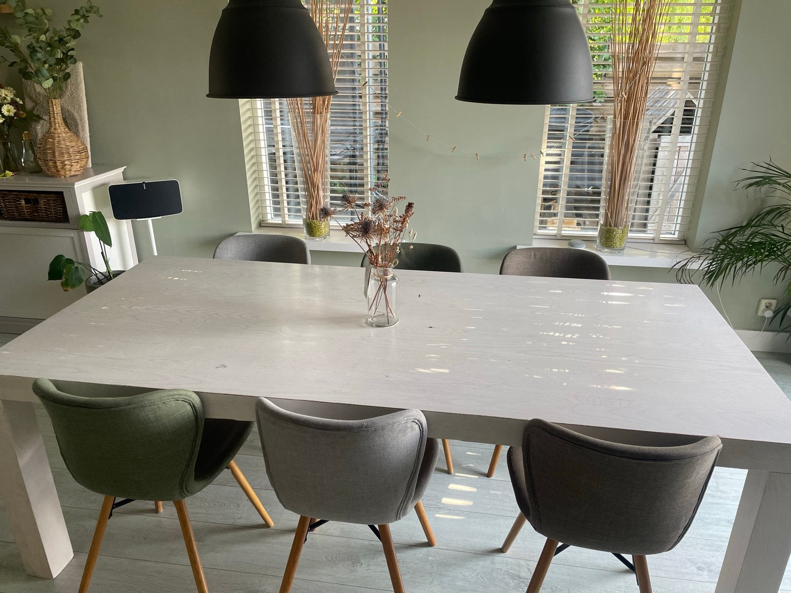 Ahorn houten set: eettafel (220 cm) salon- en bijzettafel, Ophalen, Gebruikt, 100 tot 150 cm, 200 cm of meer