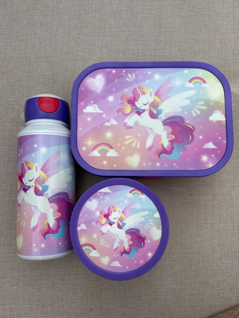 !Nieuw! Mepal Unicorn lunchset broodtrommel fruitbox beker, Ophalen of Verzenden, Nieuw