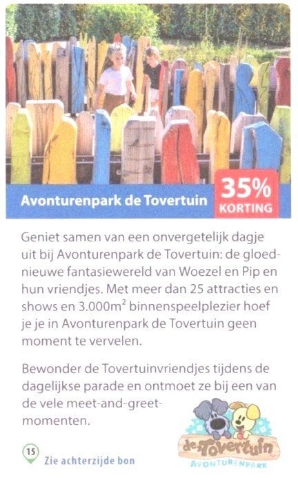 Avonturenpark de Tovertuin - 35% kortingsbon, Drie personen of meer, Kortingskaart