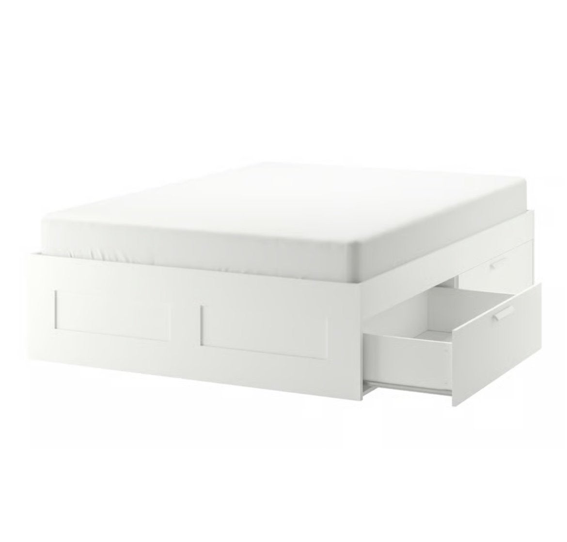 IKEA BRIMNES bedframe met lades, wit, 180x200 cm, Ophalen, Gebruikt, Wit, Tweepersoons