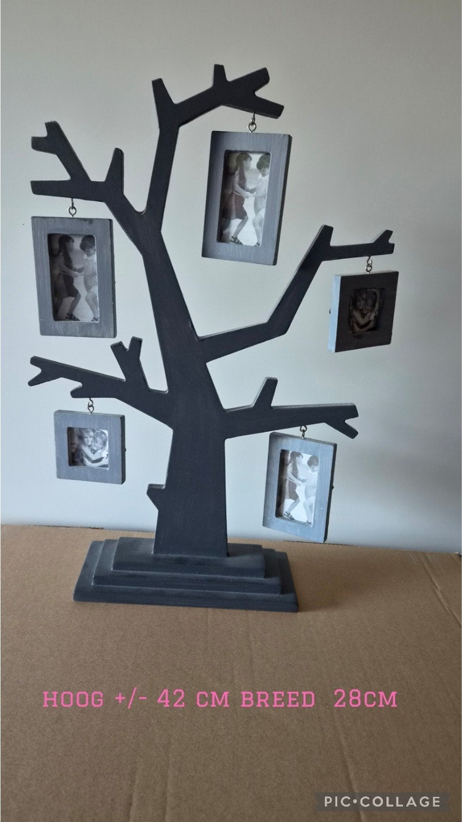 Grijze houten fotolijst boom - 6 foto's - 42x28 cm, Gebruikt, Grijs, Hout, Collagelijst