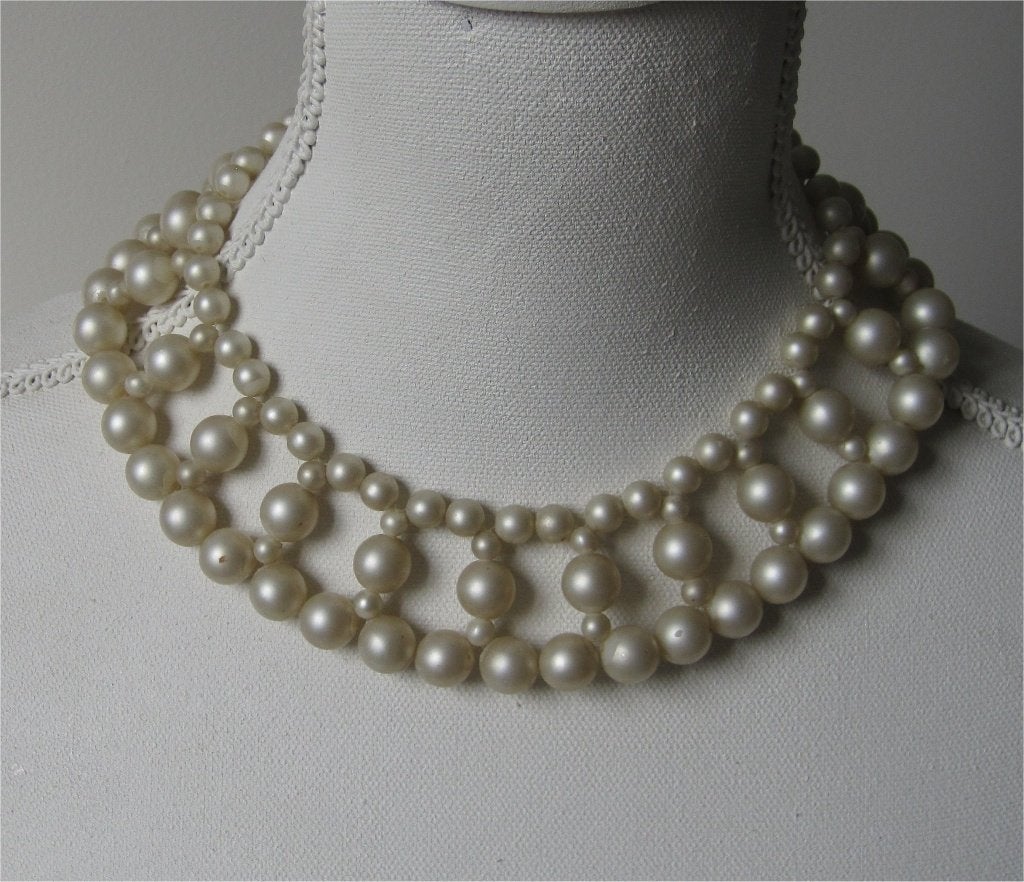 Antieke parelketting, mooi op antieke paspop, Ophalen of Verzenden, Overige materialen, Ketting