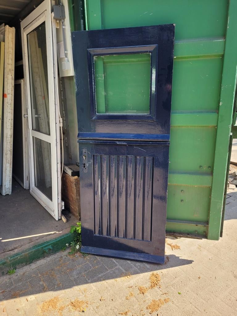 Hardhouten 2 delige buitendeur., Ophalen of Verzenden, Gebruikt, Buitendeur, 200 tot 215 cm