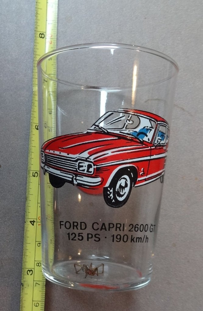 Oud frisdrankglas     FORD CAPRI     2600gt, Ophalen of Verzenden, Zo goed als nieuw, Auto's