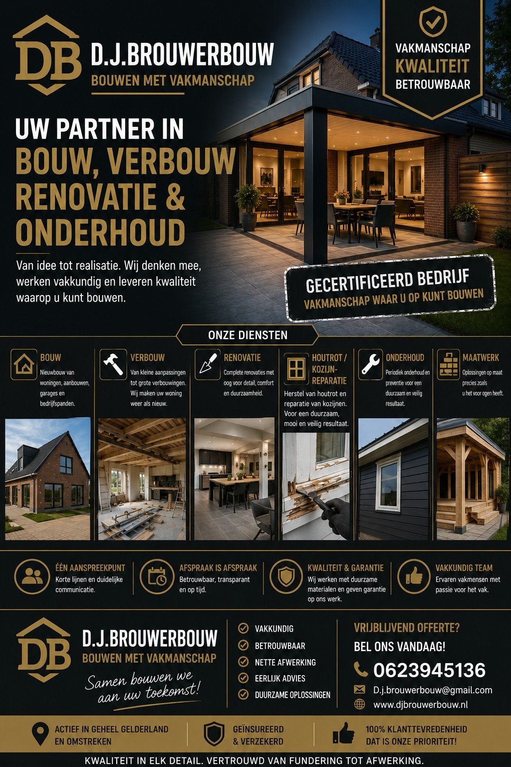 D.j.brouwer bouw. Voor al uw klussen in en om uw huis, Ophalen of Verzenden, Nieuw