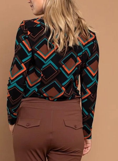 Studio anneloes poppy retro shirt blouse  L mokka bruin, Kleding | Dames, Bruin, Maat 42/44 (L), Ophalen of Verzenden, Zo goed als nieuw