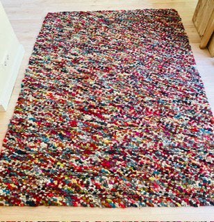 Multicolor vloerkleed (wol) 153 x 200, Ophalen, Gebruikt, 100 tot 150 cm, 150 tot 200 cm