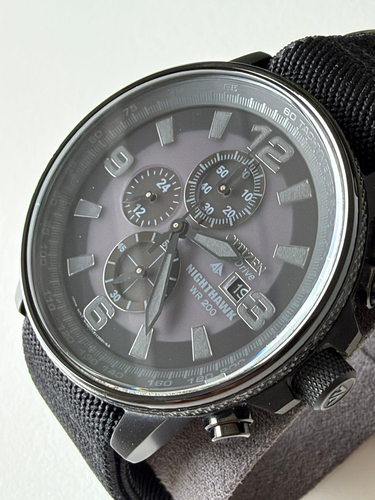 Citizen Nighthawk Eco-Drive Chronograph – Doos + extra strap, Staal, Gebruikt, Staal, Verzenden