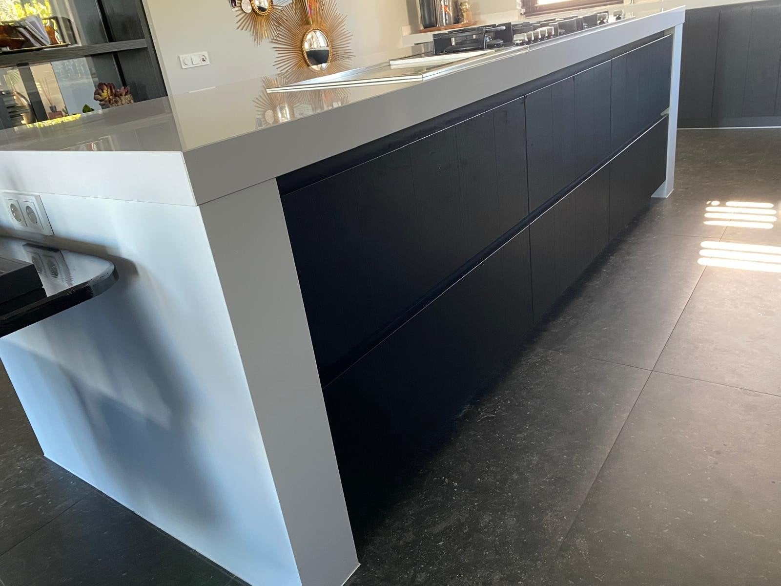 Luxe kookeiland met kastenwand en diverse appara, Ophalen, Gebruikt, Zwart, Overige typen