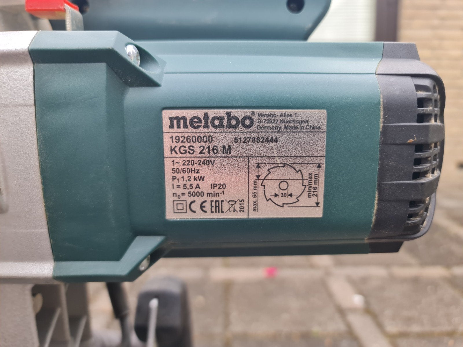 Metabo KGS 216 M Afkortzaag - Krachtig en Compact, Doe-het-zelf en Verbouw, Gebruikt, 70 mm of meer, Ophalen of Verzenden, Afkortzaag